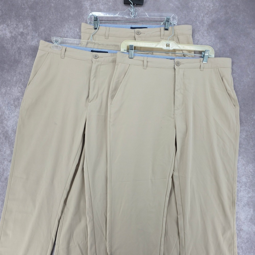 Tommy Hilfiger Performance Chino Pants Mens 34x32 Khaki Flat Front Stretch